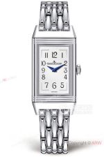 High Quality Replica JAEGER-LECOULTRE Reverso Collection Silver Leather Strap White Face Dial Silver Stainless Steel Bezel Watch 23*34mm